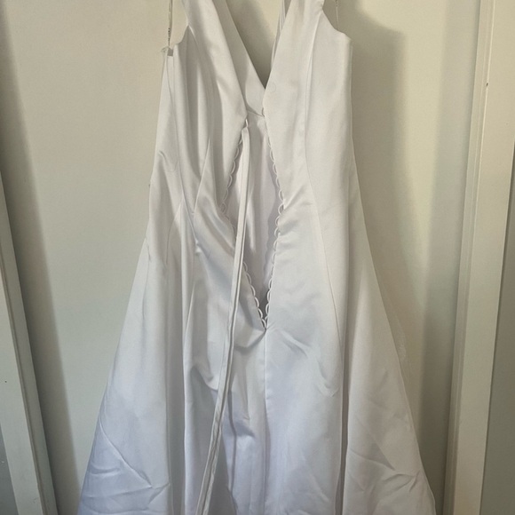 David's Bridal White Wedding Dress with Silver Accents - Picture 2 of 7